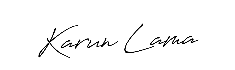 Use a signature maker to create a handwritten signature online. With this signature software, you can design (Antro_Vectra_Bolder) your own signature for name Karun Lama. Karun Lama signature style 7 images and pictures png