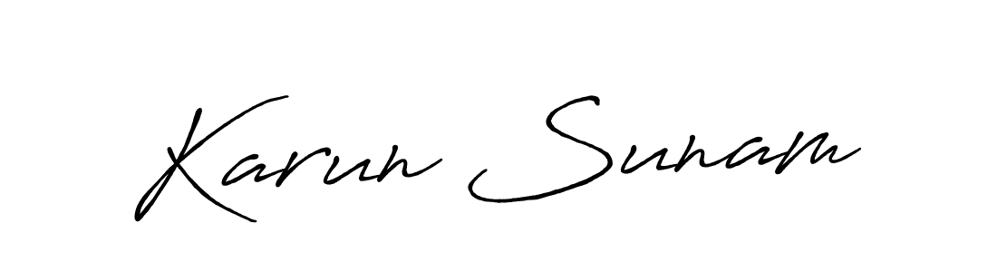 You should practise on your own different ways (Antro_Vectra_Bolder) to write your name (Karun Sunam) in signature. don't let someone else do it for you. Karun Sunam signature style 7 images and pictures png