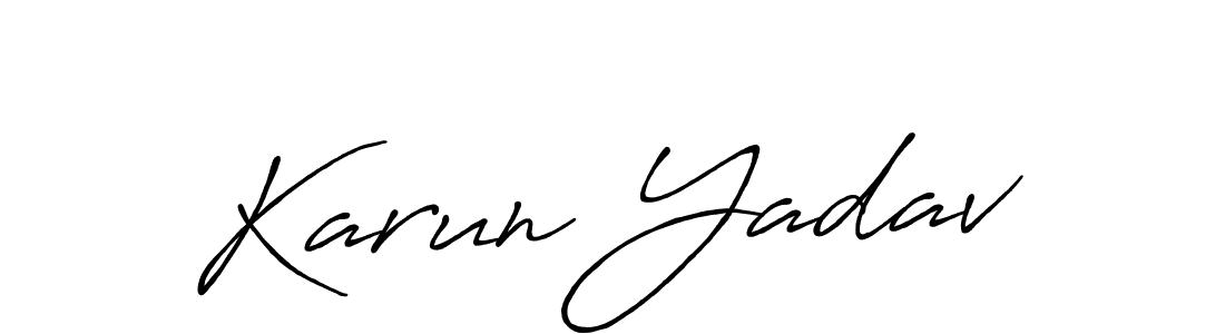 How to make Karun Yadav name signature. Use Antro_Vectra_Bolder style for creating short signs online. This is the latest handwritten sign. Karun Yadav signature style 7 images and pictures png