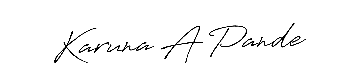 Similarly Antro_Vectra_Bolder is the best handwritten signature design. Signature creator online .You can use it as an online autograph creator for name Karuna A Pande. Karuna A Pande signature style 7 images and pictures png