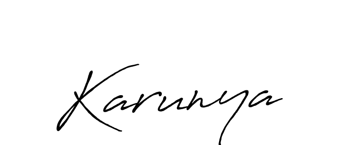 Use a signature maker to create a handwritten signature online. With this signature software, you can design (Antro_Vectra_Bolder) your own signature for name Karunya. Karunya signature style 7 images and pictures png