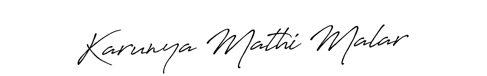 Antro_Vectra_Bolder is a professional signature style that is perfect for those who want to add a touch of class to their signature. It is also a great choice for those who want to make their signature more unique. Get Karunya Mathi Malar name to fancy signature for free. Karunya Mathi Malar signature style 7 images and pictures png