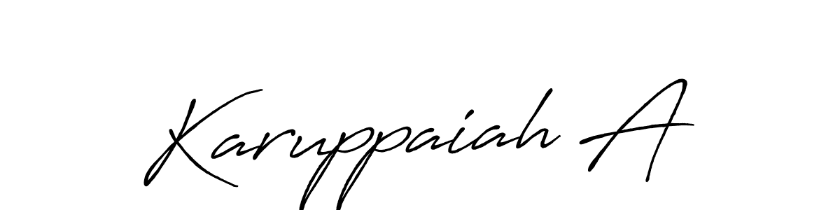 if you are searching for the best signature style for your name Karuppaiah A. so please give up your signature search. here we have designed multiple signature styles  using Antro_Vectra_Bolder. Karuppaiah A signature style 7 images and pictures png