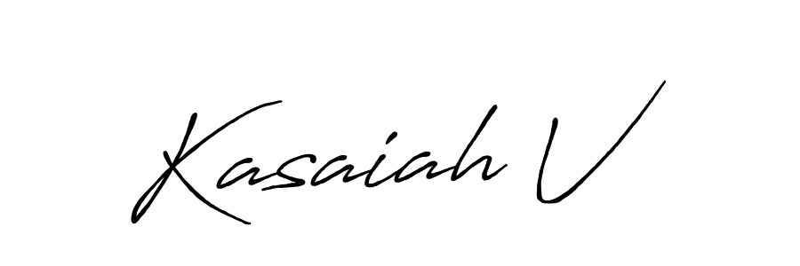 Create a beautiful signature design for name Kasaiah V. With this signature (Antro_Vectra_Bolder) fonts, you can make a handwritten signature for free. Kasaiah V signature style 7 images and pictures png