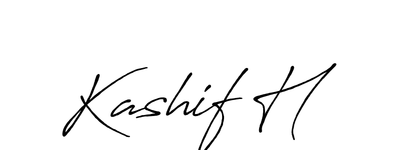 The best way (Antro_Vectra_Bolder) to make a short signature is to pick only two or three words in your name. The name Kashif H include a total of six letters. For converting this name. Kashif H signature style 7 images and pictures png