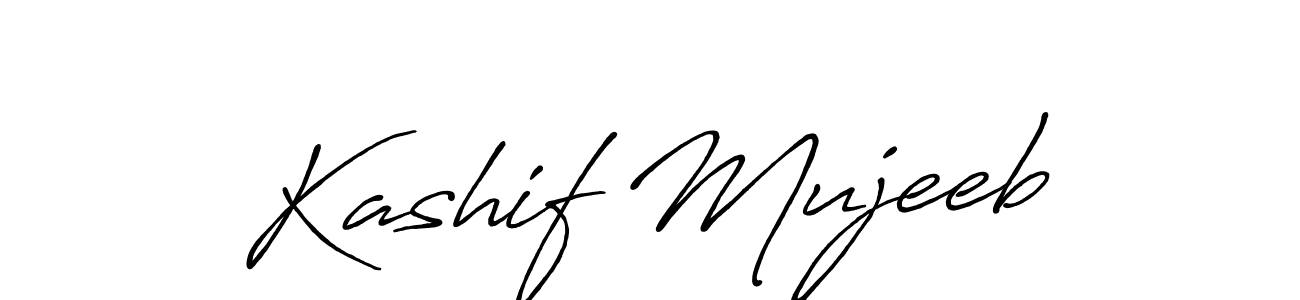How to make Kashif Mujeeb name signature. Use Antro_Vectra_Bolder style for creating short signs online. This is the latest handwritten sign. Kashif Mujeeb signature style 7 images and pictures png