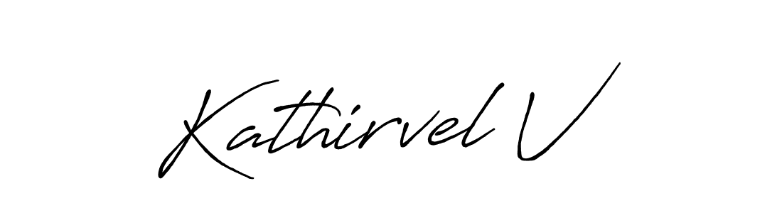 How to make Kathirvel V name signature. Use Antro_Vectra_Bolder style for creating short signs online. This is the latest handwritten sign. Kathirvel V signature style 7 images and pictures png