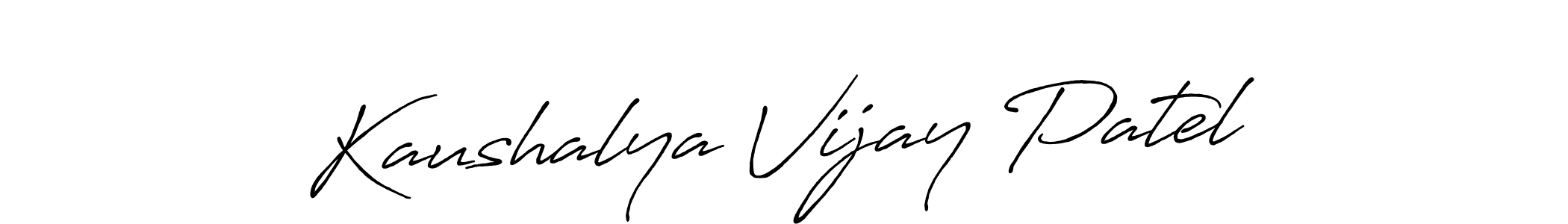 Create a beautiful signature design for name Kaushalya Vijay Patel. With this signature (Antro_Vectra_Bolder) fonts, you can make a handwritten signature for free. Kaushalya Vijay Patel signature style 7 images and pictures png