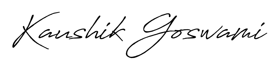 Create your official email sign-off with Kaushik Goswami name in Antro_Vectra_Bolder style. Crisp, clean, and perfectly legible across all screens. Kaushik Goswami signature style 7 images and pictures png