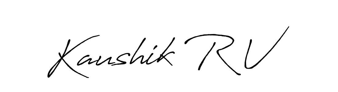 The best way (Antro_Vectra_Bolder) to make a short signature is to pick only two or three words in your name. The name Kaushik R V include a total of six letters. For converting this name. Kaushik R V signature style 7 images and pictures png