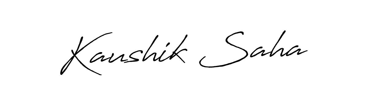 Make a beautiful signature design for name Kaushik Saha. With this signature (Antro_Vectra_Bolder) style, you can create a handwritten signature for free. Kaushik Saha signature style 7 images and pictures png