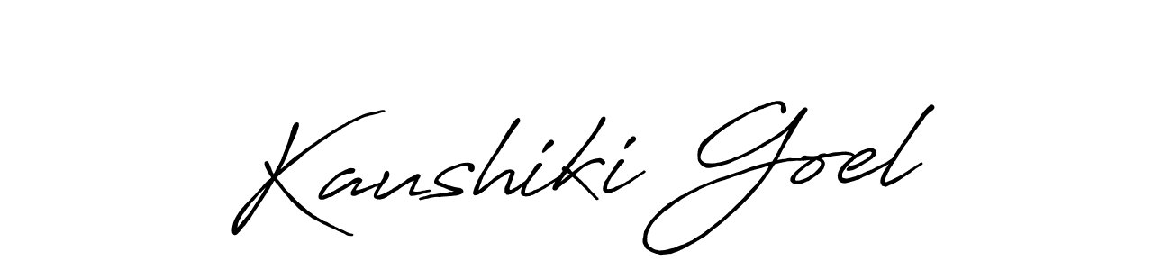 Create a beautiful signature design for name Kaushiki Goel. With this signature (Antro_Vectra_Bolder) fonts, you can make a handwritten signature for free. Kaushiki Goel signature style 7 images and pictures png