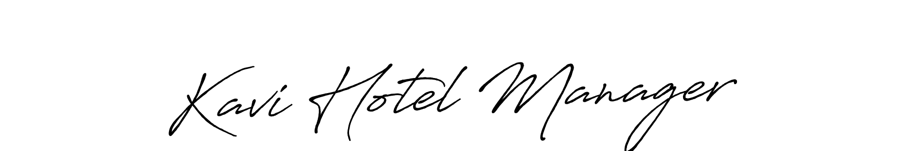 Create a beautiful signature design for name Kavi Hotel Manager. With this signature (Antro_Vectra_Bolder) fonts, you can make a handwritten signature for free. Kavi Hotel Manager signature style 7 images and pictures png