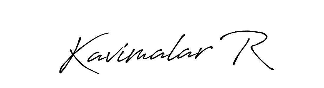 Antro_Vectra_Bolder is a professional signature style that is perfect for those who want to add a touch of class to their signature. It is also a great choice for those who want to make their signature more unique. Get Kavimalar R name to fancy signature for free. Kavimalar R signature style 7 images and pictures png