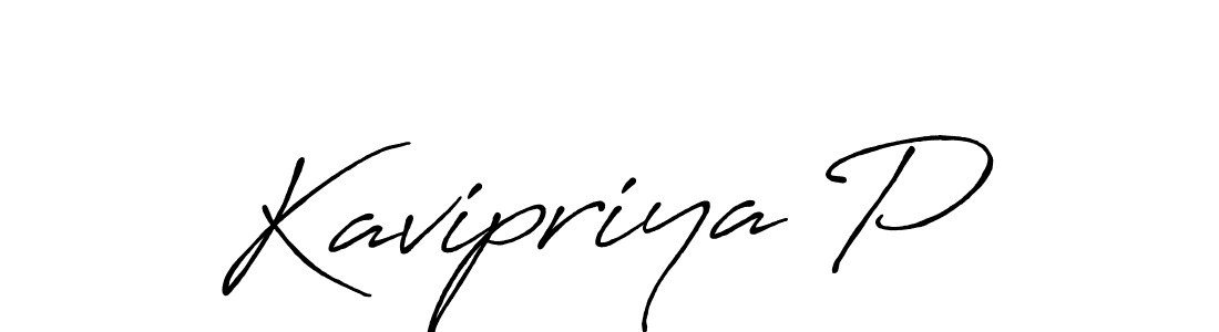 Make a beautiful signature design for name Kavipriya P. With this signature (Antro_Vectra_Bolder) style, you can create a handwritten signature for free. Kavipriya P signature style 7 images and pictures png