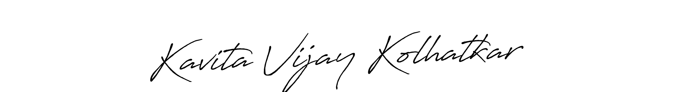 The best way (Antro_Vectra_Bolder) to make a short signature is to pick only two or three words in your name. The name Kavita Vijay Kolhatkar include a total of six letters. For converting this name. Kavita Vijay Kolhatkar signature style 7 images and pictures png