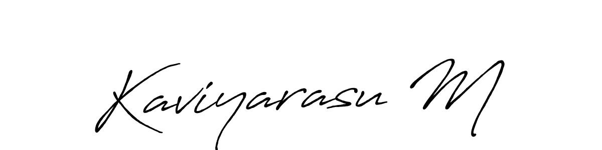 How to make Kaviyarasu M name signature. Use Antro_Vectra_Bolder style for creating short signs online. This is the latest handwritten sign. Kaviyarasu M signature style 7 images and pictures png