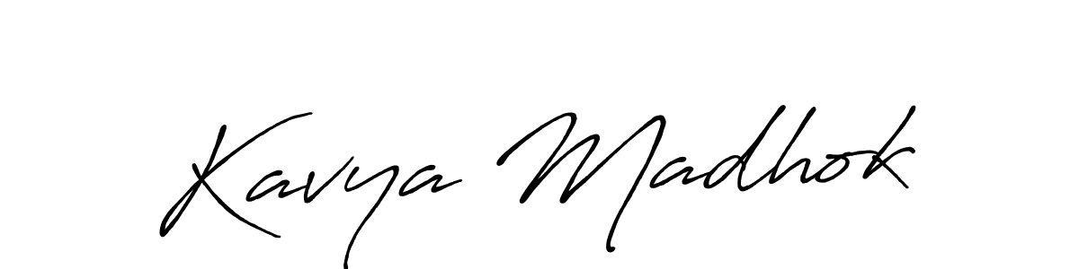 How to make Kavya Madhok name signature. Use Antro_Vectra_Bolder style for creating short signs online. This is the latest handwritten sign. Kavya Madhok signature style 7 images and pictures png