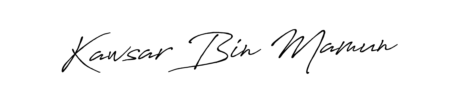 Design your own signature with our free online signature maker. With this signature software, you can create a handwritten (Antro_Vectra_Bolder) signature for name Kawsar Bin Mamun. Kawsar Bin Mamun signature style 7 images and pictures png