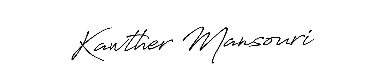 Make a short Kawther Mansouri signature style. Manage your documents anywhere anytime using Antro_Vectra_Bolder. Create and add eSignatures, submit forms, share and send files easily. Kawther Mansouri signature style 7 images and pictures png