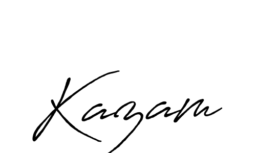 Use a signature maker to create a handwritten signature online. With this signature software, you can design (Antro_Vectra_Bolder) your own signature for name Kazam. Kazam signature style 7 images and pictures png