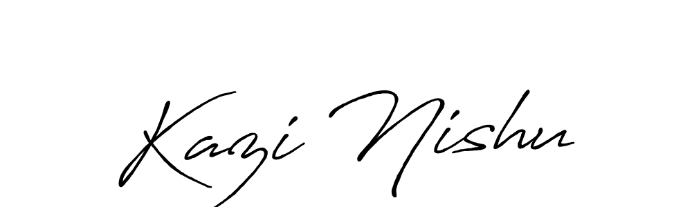 You can use this online signature creator to create a handwritten signature for the name Kazi Nishu. This is the best online autograph maker. Kazi Nishu signature style 7 images and pictures png