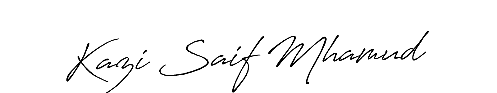 Use a signature maker to create a handwritten signature online. With this signature software, you can design (Antro_Vectra_Bolder) your own signature for name Kazi Saif Mhamud. Kazi Saif Mhamud signature style 7 images and pictures png