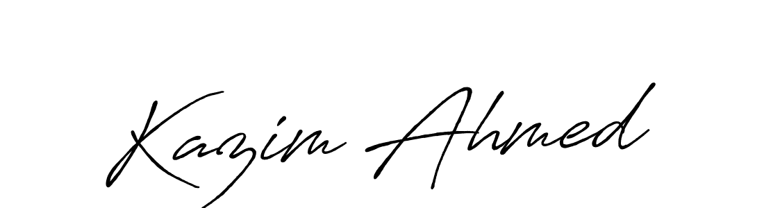 How to make Kazim Ahmed name signature. Use Antro_Vectra_Bolder style for creating short signs online. This is the latest handwritten sign. Kazim Ahmed signature style 7 images and pictures png