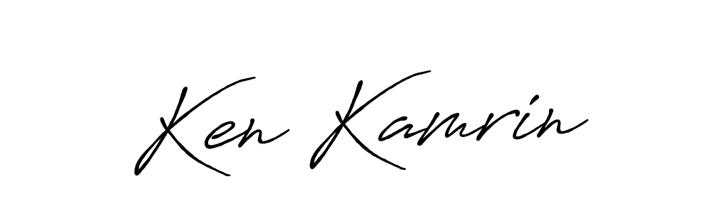 How to make Ken Kamrin name signature. Use Antro_Vectra_Bolder style for creating short signs online. This is the latest handwritten sign. Ken Kamrin signature style 7 images and pictures png