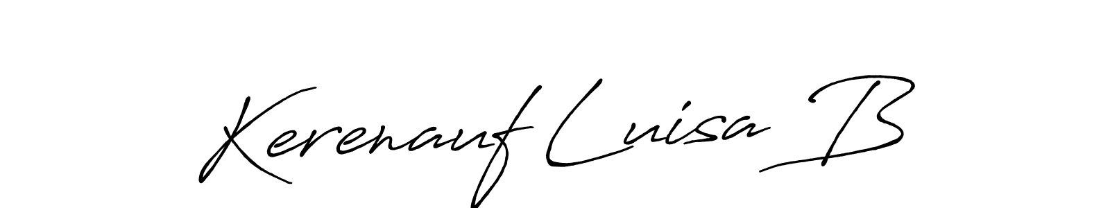 It looks lik you need a new signature style for name Kerenauf Luisa B. Design unique handwritten (Antro_Vectra_Bolder) signature with our free signature maker in just a few clicks. Kerenauf Luisa B signature style 7 images and pictures png
