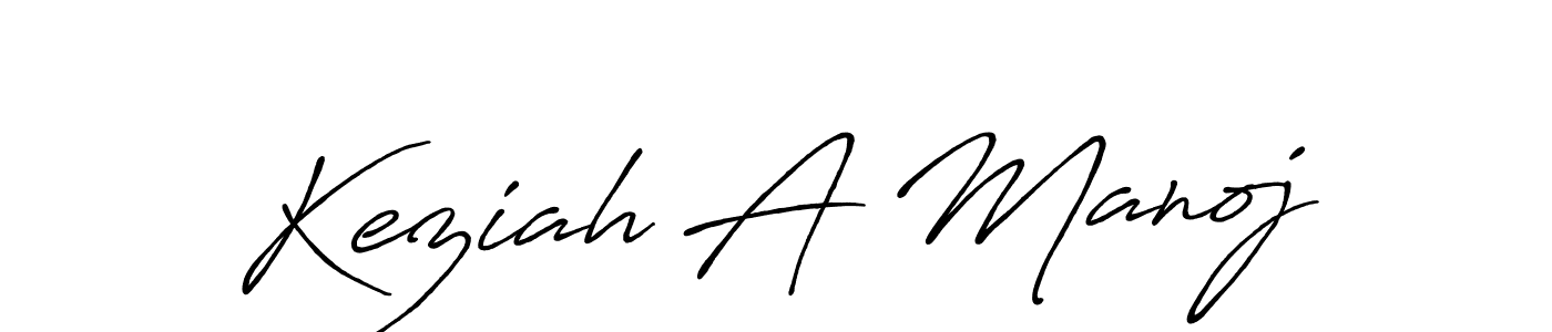 Make a beautiful signature design for name Keziah A Manoj. With this signature (Antro_Vectra_Bolder) style, you can create a handwritten signature for free. Keziah A Manoj signature style 7 images and pictures png