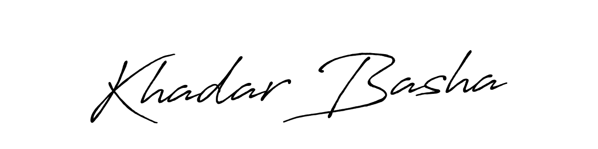 Create a beautiful signature design for name Khadar Basha. With this signature (Antro_Vectra_Bolder) fonts, you can make a handwritten signature for free. Khadar Basha signature style 7 images and pictures png