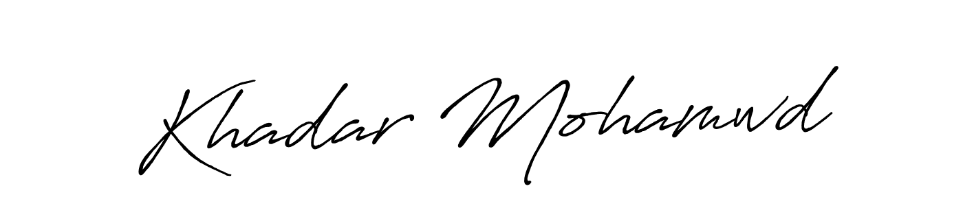 Make a beautiful signature design for name Khadar Mohamwd. With this signature (Antro_Vectra_Bolder) style, you can create a handwritten signature for free. Khadar Mohamwd signature style 7 images and pictures png