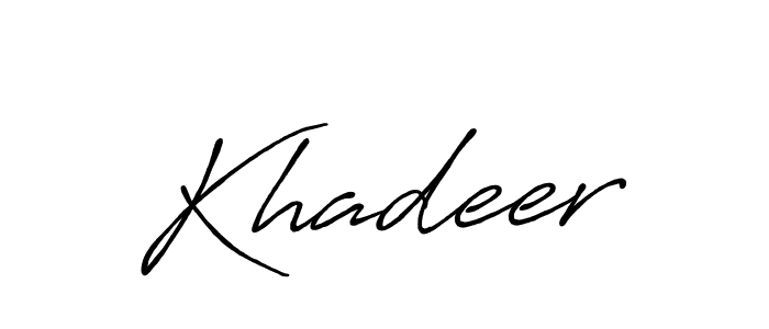 How to make Khadeer name signature. Use Antro_Vectra_Bolder style for creating short signs online. This is the latest handwritten sign. Khadeer signature style 7 images and pictures png