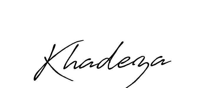 Use a signature maker to create a handwritten signature online. With this signature software, you can design (Antro_Vectra_Bolder) your own signature for name Khadeza. Khadeza signature style 7 images and pictures png