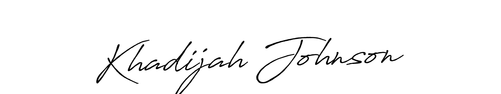 Use a signature maker to create a handwritten signature online. With this signature software, you can design (Antro_Vectra_Bolder) your own signature for name Khadijah Johnson. Khadijah Johnson signature style 7 images and pictures png