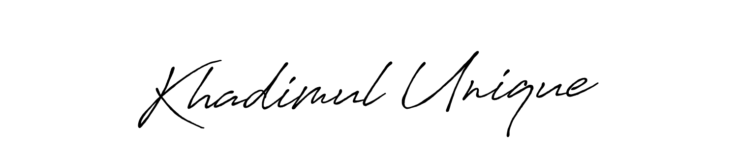 Make a beautiful signature design for name Khadimul Unique. With this signature (Antro_Vectra_Bolder) style, you can create a handwritten signature for free. Khadimul Unique signature style 7 images and pictures png