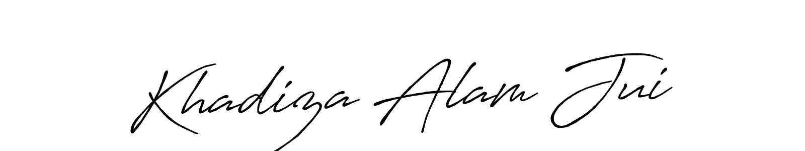 The best way (Antro_Vectra_Bolder) to make a short signature is to pick only two or three words in your name. The name Khadiza Alam Jui include a total of six letters. For converting this name. Khadiza Alam Jui signature style 7 images and pictures png