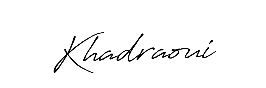 Khadraoui stylish signature style. Best Handwritten Sign (Antro_Vectra_Bolder) for my name. Handwritten Signature Collection Ideas for my name Khadraoui. Khadraoui signature style 7 images and pictures png