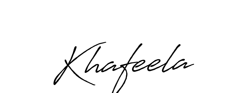 Use a signature maker to create a handwritten signature online. With this signature software, you can design (Antro_Vectra_Bolder) your own signature for name Khafeela. Khafeela signature style 7 images and pictures png