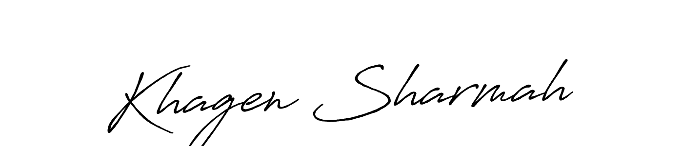 Make a beautiful signature design for name Khagen Sharmah. With this signature (Antro_Vectra_Bolder) style, you can create a handwritten signature for free. Khagen Sharmah signature style 7 images and pictures png