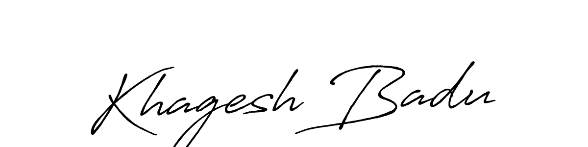 Create a beautiful signature design for name Khagesh Badu. With this signature (Antro_Vectra_Bolder) fonts, you can make a handwritten signature for free. Khagesh Badu signature style 7 images and pictures png