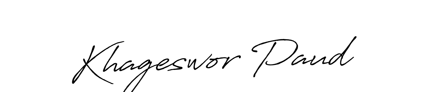 Create a beautiful signature design for name Khageswor Paud. With this signature (Antro_Vectra_Bolder) fonts, you can make a handwritten signature for free. Khageswor Paud signature style 7 images and pictures png