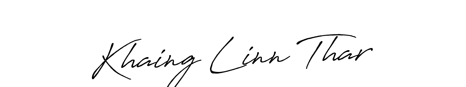 How to make Khaing Linn Thar name signature. Use Antro_Vectra_Bolder style for creating short signs online. This is the latest handwritten sign. Khaing Linn Thar signature style 7 images and pictures png