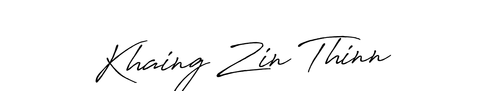 Make a beautiful signature design for name Khaing Zin Thinn. With this signature (Antro_Vectra_Bolder) style, you can create a handwritten signature for free. Khaing Zin Thinn signature style 7 images and pictures png