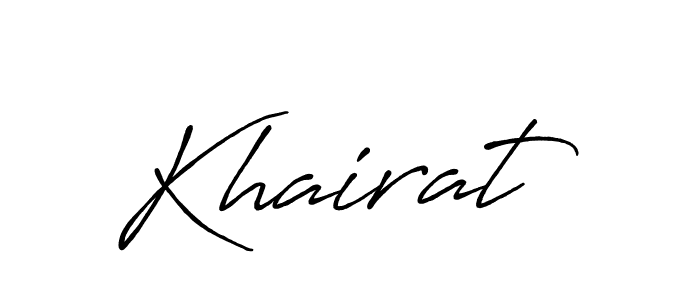 How to make Khairat name signature. Use Antro_Vectra_Bolder style for creating short signs online. This is the latest handwritten sign. Khairat signature style 7 images and pictures png