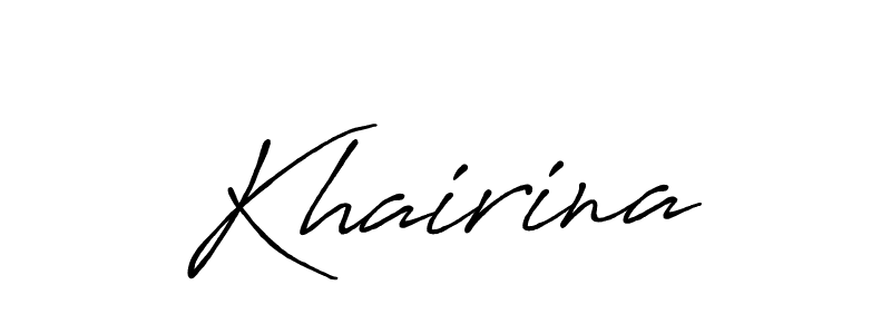 How to make Khairina name signature. Use Antro_Vectra_Bolder style for creating short signs online. This is the latest handwritten sign. Khairina signature style 7 images and pictures png