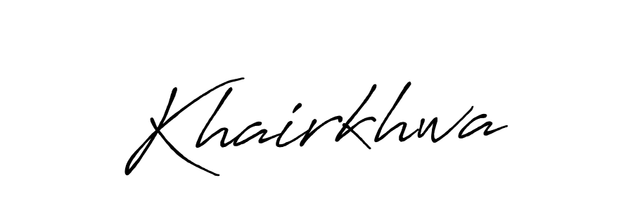 Make a beautiful signature design for name Khairkhwa. With this signature (Antro_Vectra_Bolder) style, you can create a handwritten signature for free. Khairkhwa signature style 7 images and pictures png