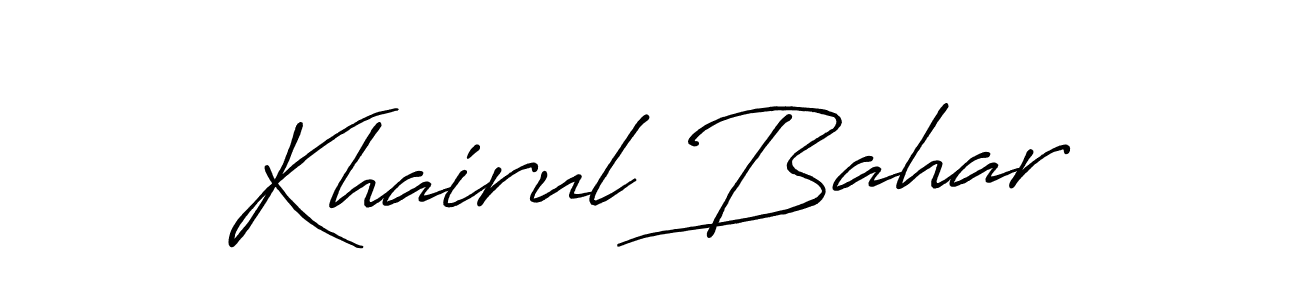 Use a signature maker to create a handwritten signature online. With this signature software, you can design (Antro_Vectra_Bolder) your own signature for name Khairul Bahar. Khairul Bahar signature style 7 images and pictures png