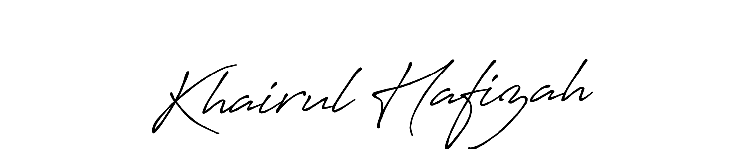 Use a signature maker to create a handwritten signature online. With this signature software, you can design (Antro_Vectra_Bolder) your own signature for name Khairul Hafizah. Khairul Hafizah signature style 7 images and pictures png